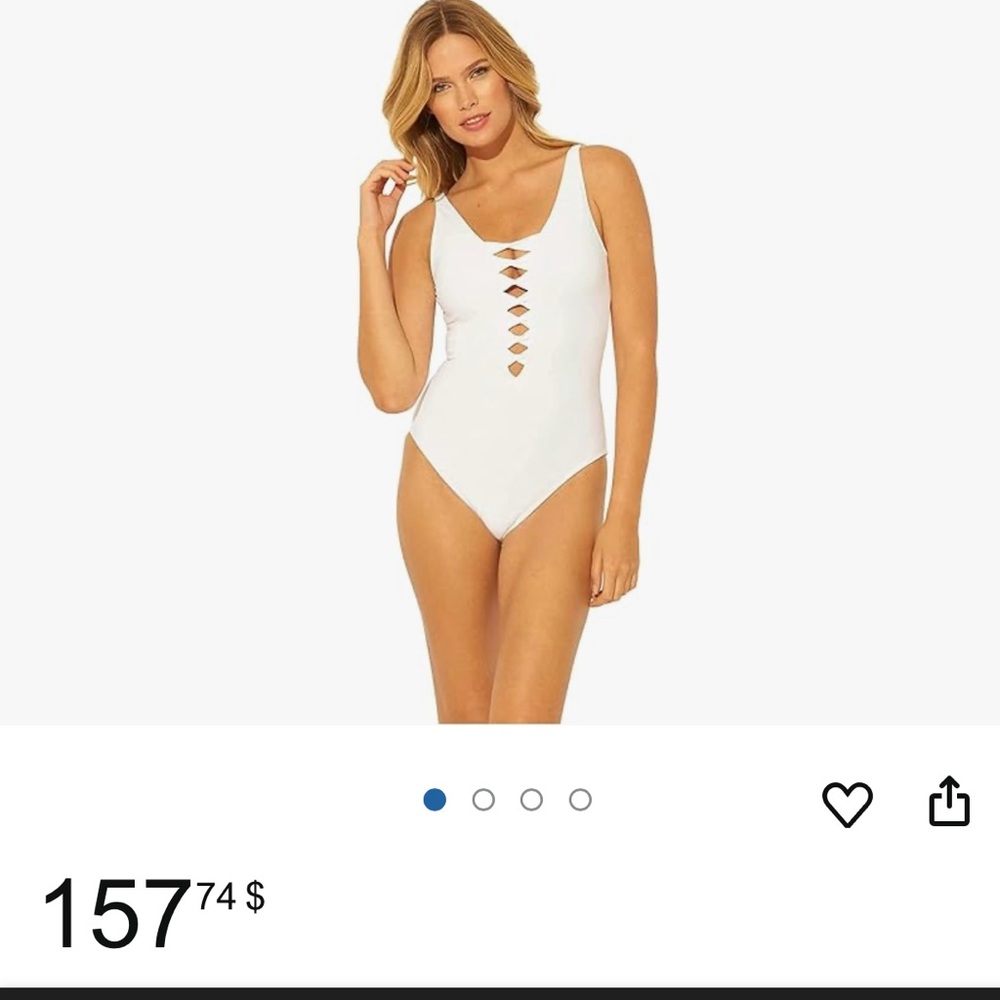 Blue Rod Beattie one piece swimsuit 10 nwt white w cutouts - Picture 3 of 9